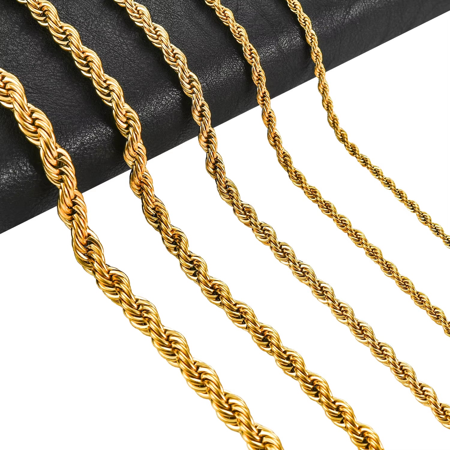 2/3/4/5/6Mm Stainless Steel Twisted Rope Chain Necklace for Men Women Gold Color Plated Neck Chains Choker Metal Jewelry Gift