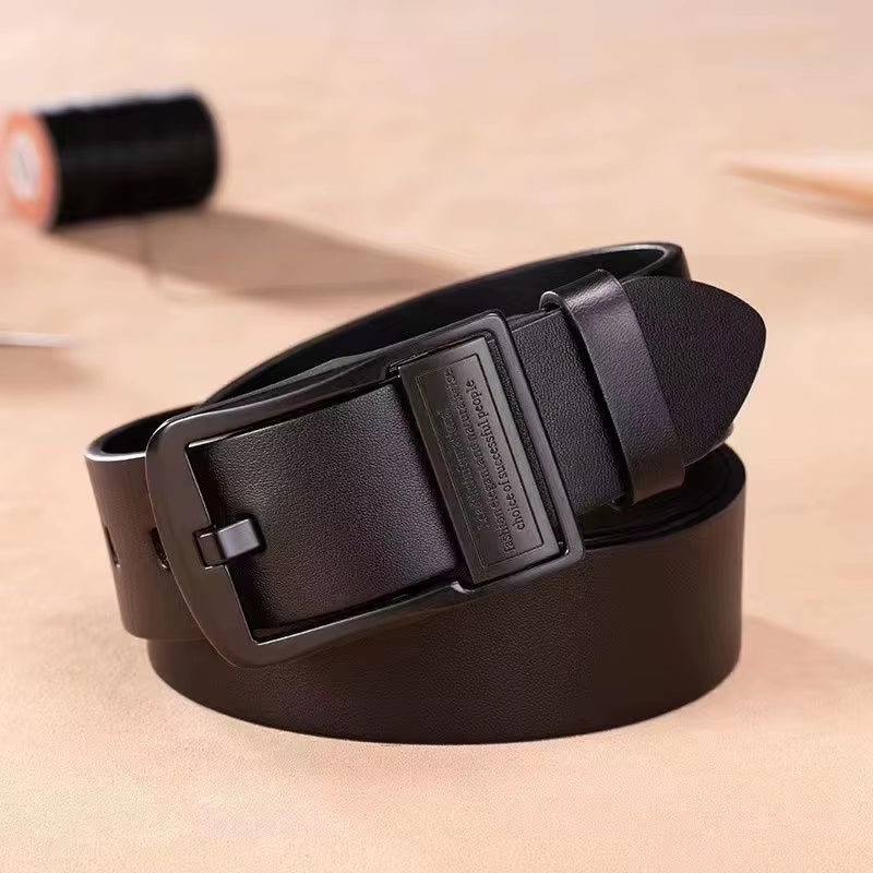 New Leather Cowhide Men'S Belt Fashion Metal Alloy Pin Buckle Adult Luxury Brand Jeans Business Casual Waist Male Strap Brand