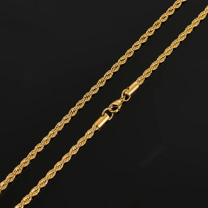 2/3/4/5/6Mm Stainless Steel Twisted Rope Chain Necklace for Men Women Gold Color Plated Neck Chains Choker Metal Jewelry Gift