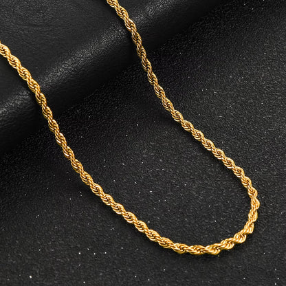 2/3/4/5/6Mm Stainless Steel Twisted Rope Chain Necklace for Men Women Gold Color Plated Neck Chains Choker Metal Jewelry Gift