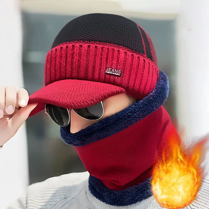 New Acrylic Woolen Hat for Winter and Elderly Fleece Thick Knitted Hat Outdoor Cold Protection and Warmth