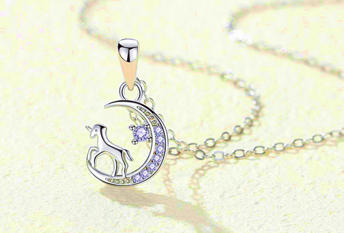 Moon Union Pendant 925 Sterling Silver Necklace Chain Jewellery Womens Gifts UK