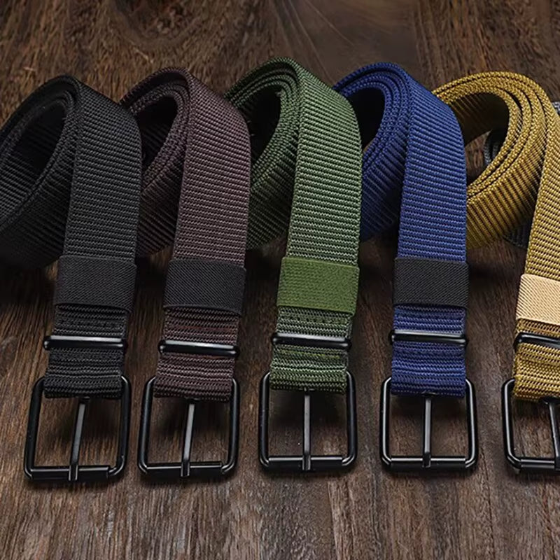 Men'S Belt Porous Canvas Pin Buckle Leather Belt Outdoor Sports Belt Women'S Trendy Eyelet Belt with Jeans Belt for Men Women
