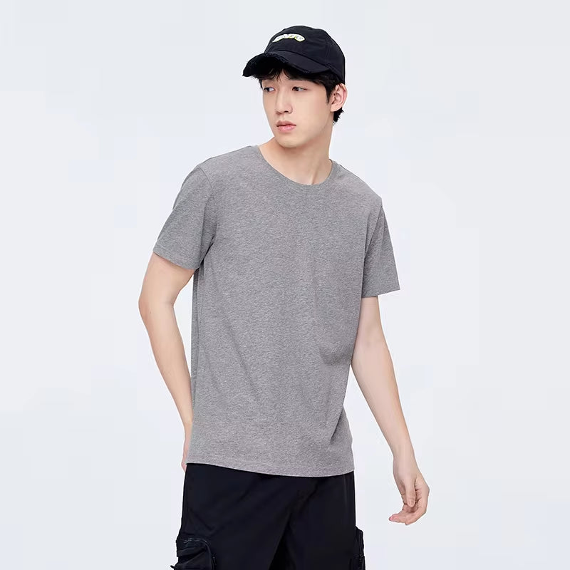 Summer Cotton T Shirts Men 2024 Simple O Neck Stretch Solid New Tops Clothing Casual Tshirt Man Streetwear Cool Tee Shirts
