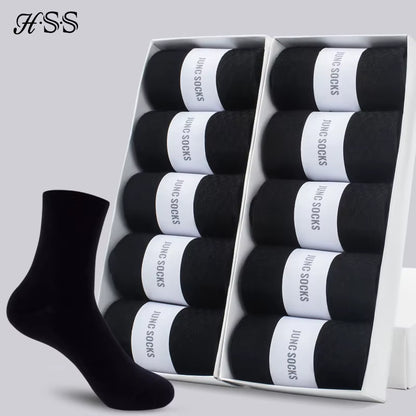 5/10 Pairs Men'S Cotton Blend Socks Black Business Men Socks Soft Breathable Summer Winter for Male Socks plus Size (6.5-14)