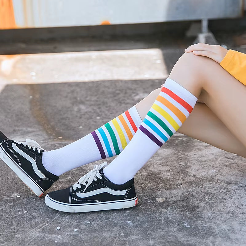 Harajuku Dark Magic Star Moon Knee Socks Women Girl Gothic Punk Skate Subculture JK Y2K School Casual Retro Ouija Board Long