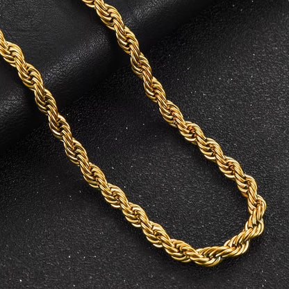 2/3/4/5/6Mm Stainless Steel Twisted Rope Chain Necklace for Men Women Gold Color Plated Neck Chains Choker Metal Jewelry Gift